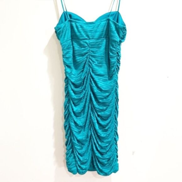 Iz Byer Blue Bodycon Mini Dress with Ruched Style and Sweetheart Neckline, 9 - Picture 3 of 5